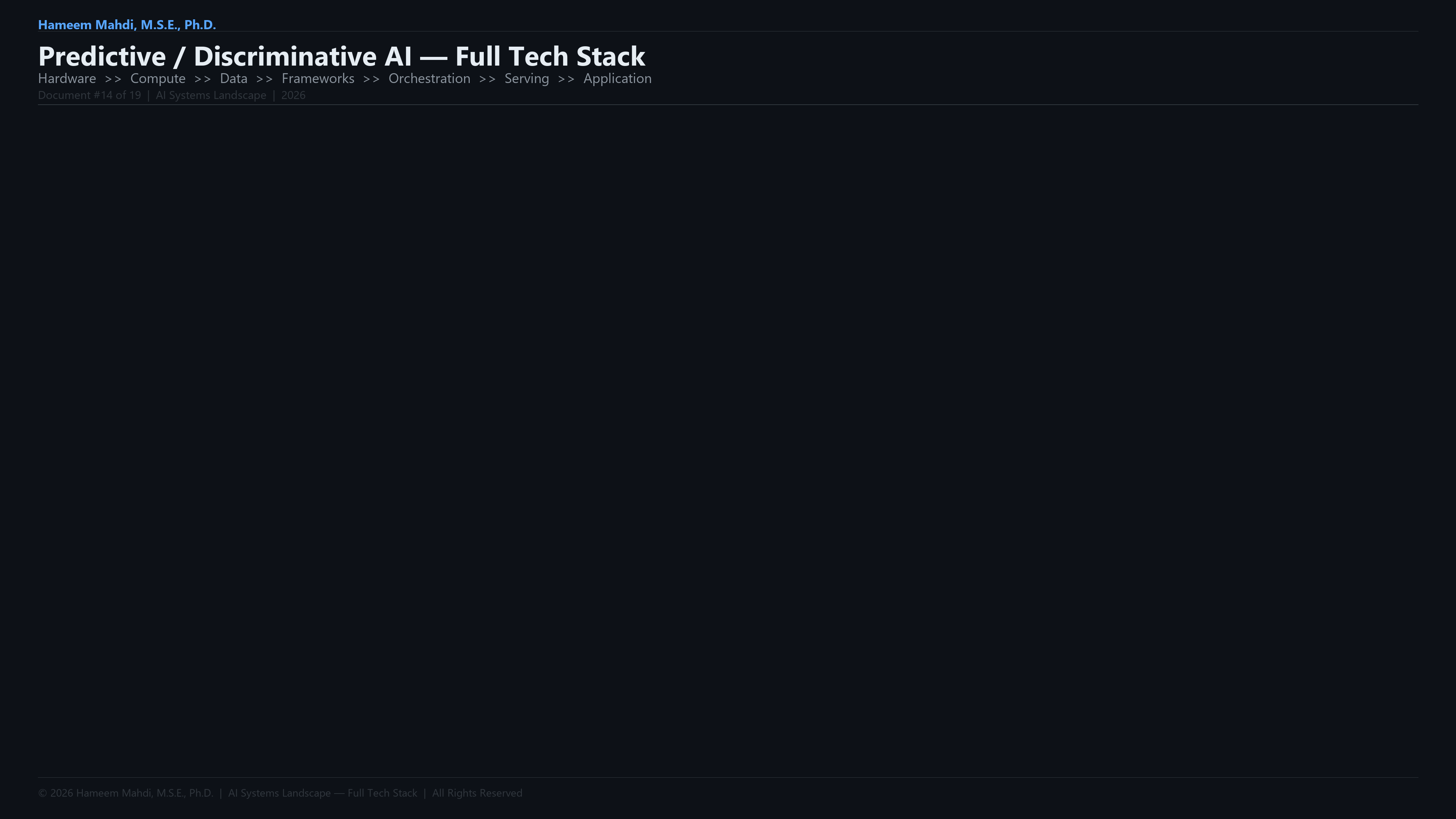 Predictive / Discriminative AI — Tech Stack Infographic